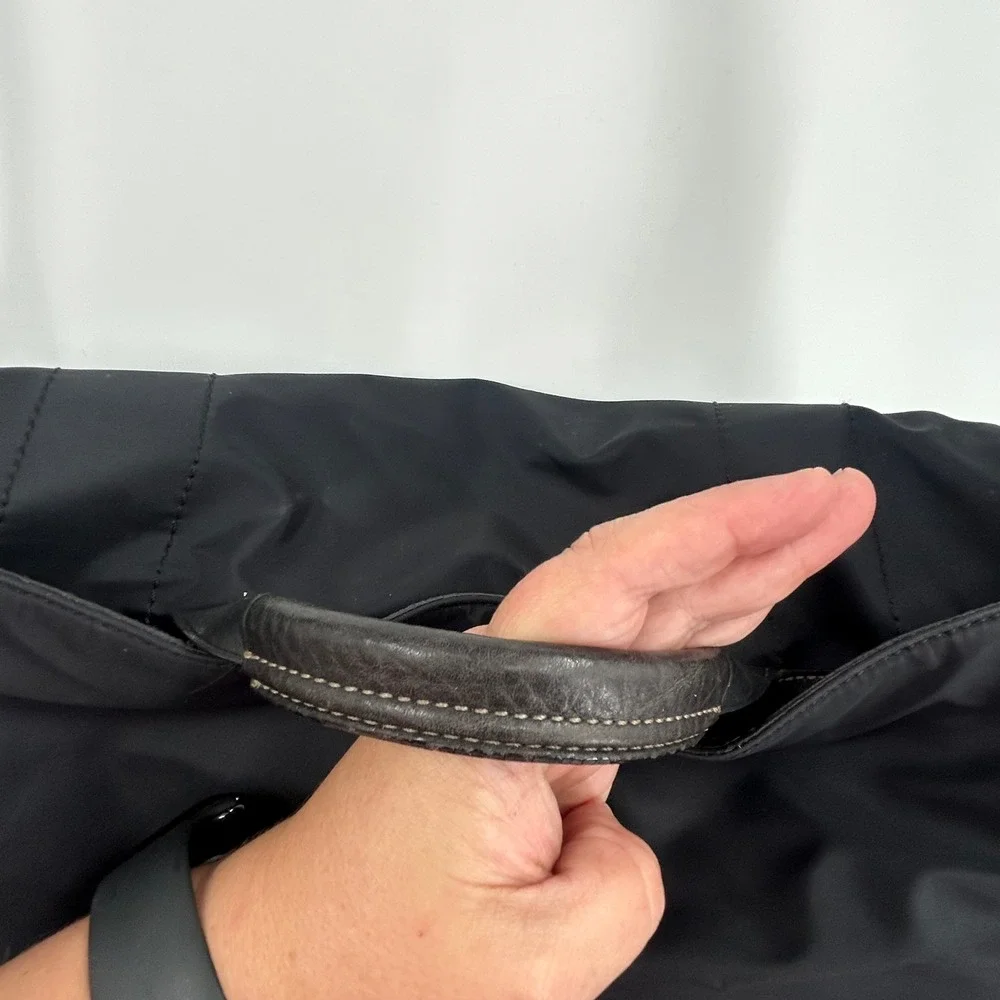 Coach Leather Trim‎ Nylon Messenger Bag Black Adjustable Strap